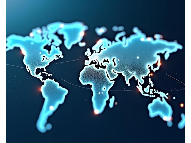 Visualización de una red global interconectada con nodos representando inversores y proyectos, enfocándose en un mapa del mundo y destinos climáticamente resilientes.