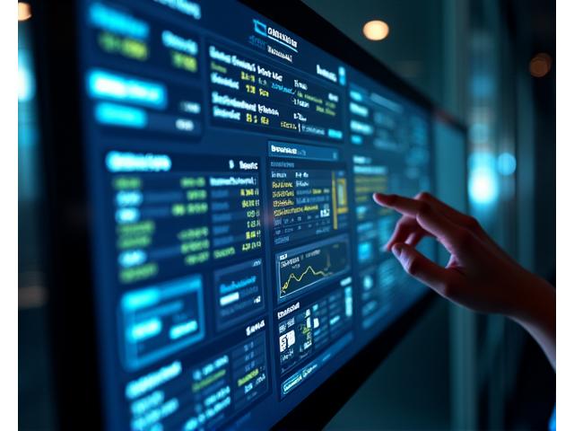 Interfaz de usuario futurista de una herramienta de análisis predictivo, mostrando gráficos de líneas, mapas con proyecciones y datos de escenarios climáticos.