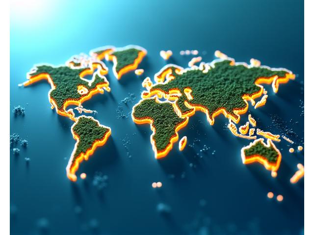 Mapa interactivo global destacando destinos wellness con íconos de resorts y eco-lodges, simbolizando una red de transformación.