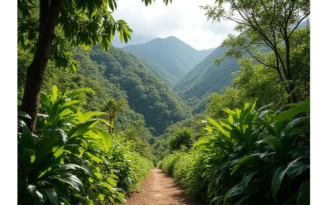 Bosque tropical exuberante en Costa Rica con senderos de ecoturismo